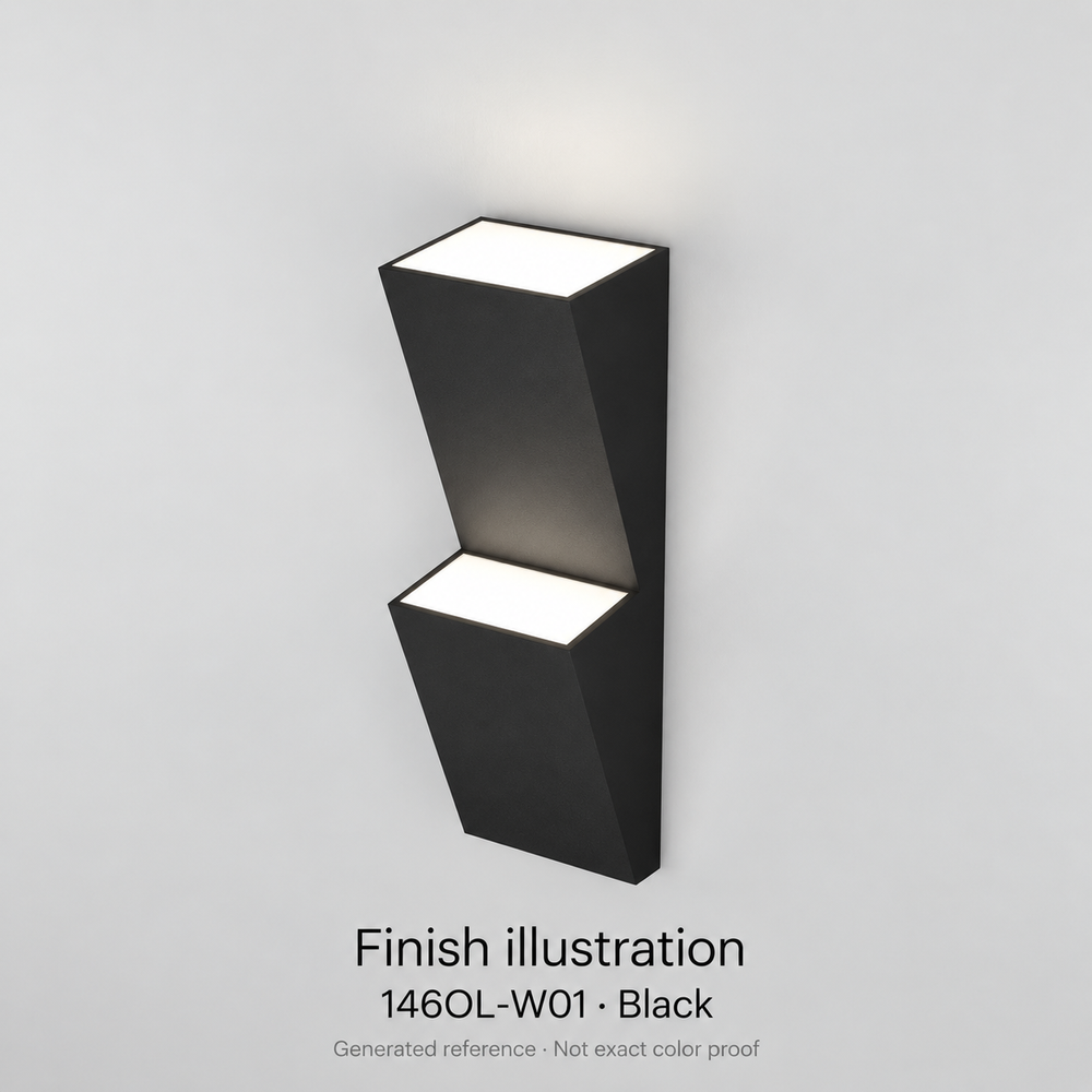 Finish illustration — Atelier Areti 146OL-W01, Black. Generated reference based on exact-model manufacturer image; not a manufacturer photograph or exact color proof.