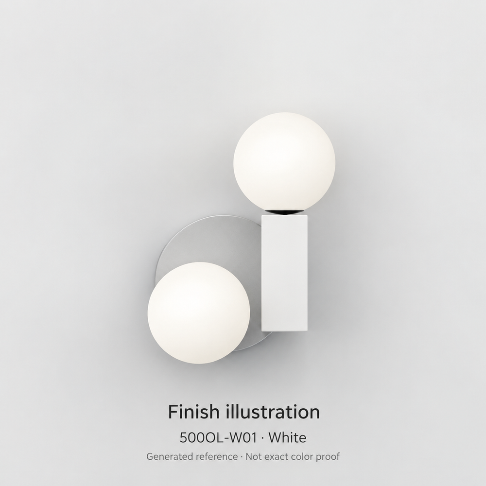 Finish illustration — Atelier Areti 500OL-W01, White. Generated reference based on exact-model manufacturer image; not a manufacturer photograph or exact color proof.