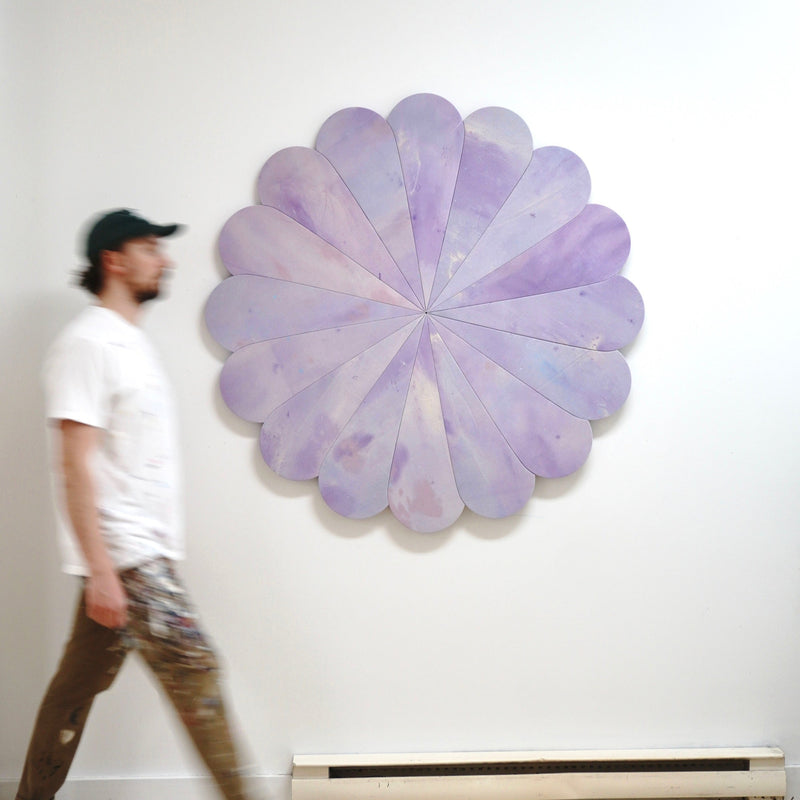 Floral Emblem Rain Painting Sculpture - Purple Lilac