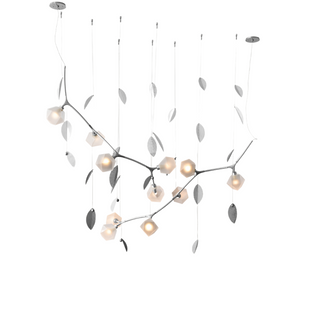 Welles Large Chandelier by Michelle Gerson Satin Nickel- Cara Woodhouse