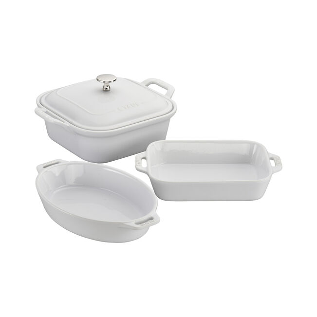 Ceramic - Mixed Baking Dish Sets 4-pc, Set, white