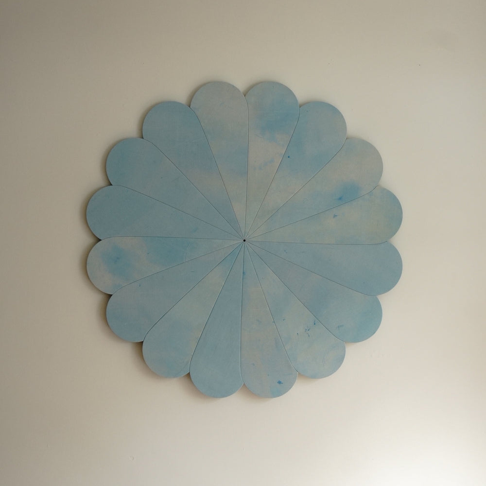 Floral Emblem Rain Painting Sculpture - Sky Blue
