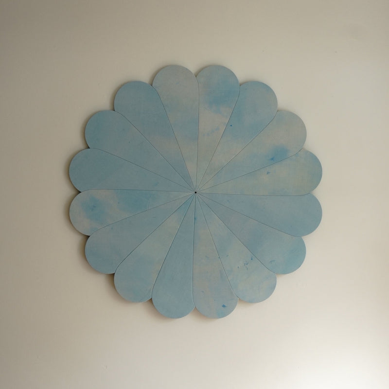 Floral Emblem Rain Painting Sculpture - Sky Blue