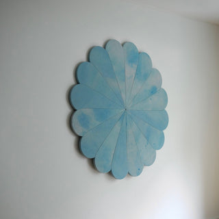Floral Emblem Rain Painting Sculpture - Sky Blue