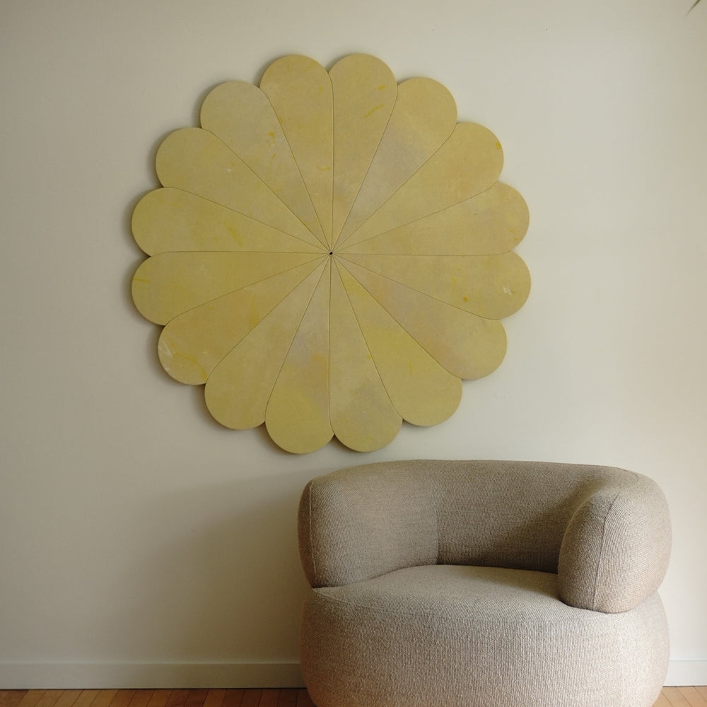 Floral Emblem Rain Painting Sculpture - Yellow Hibiscus