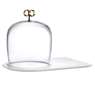 Cupola Cake Dome High with Brass Handle and Marble Base