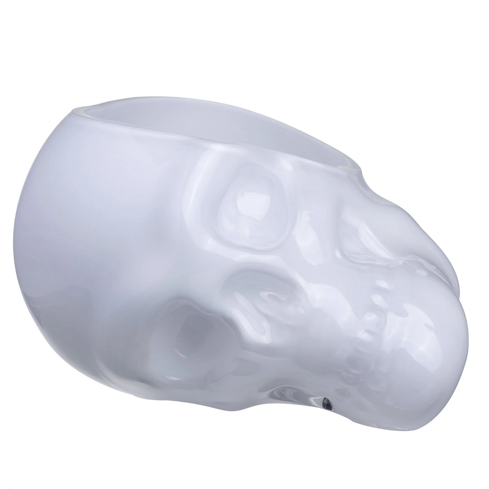 Memento Mori Faceted Skull Bowl Opal White Large
