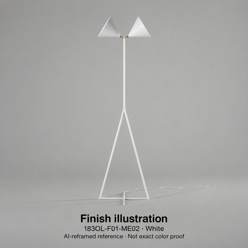 Finish illustration — Atelier Areti 183OL-F01-ME02, White. AI-reframed reference from exact-model manufacturer photo with expanded square background; generated derivative, not an original manufacturer photograph or exact color proof.