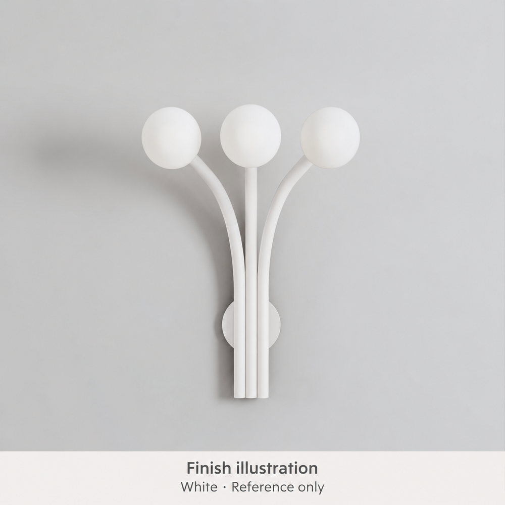 Generated finish illustration: Atelier Areti 565OL-W01-ME02 — White. Reference only, not an authentic manufacturer photograph or exact color proof.