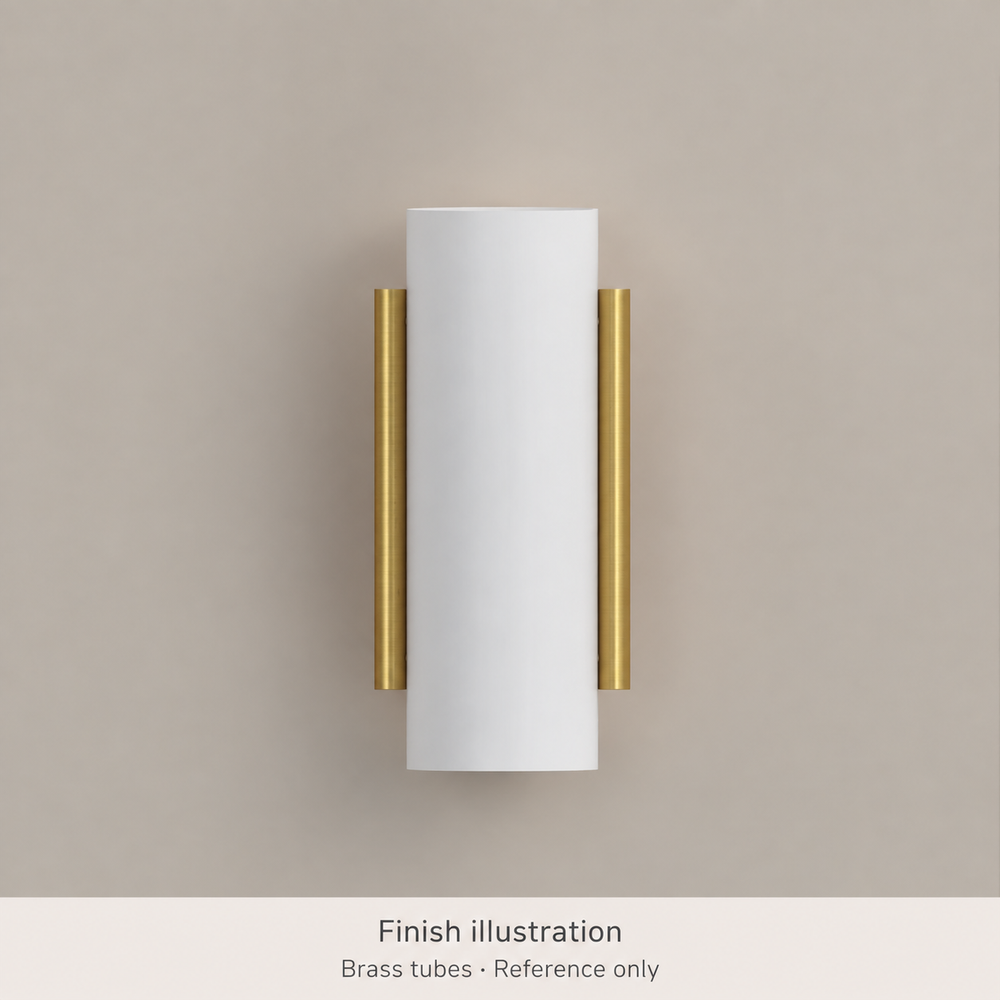 Generated finish illustration: Atelier Areti 568OL-W01-BR01 — Brass tubes. Reference only, not an authentic manufacturer photograph or exact color or material-pattern proof.