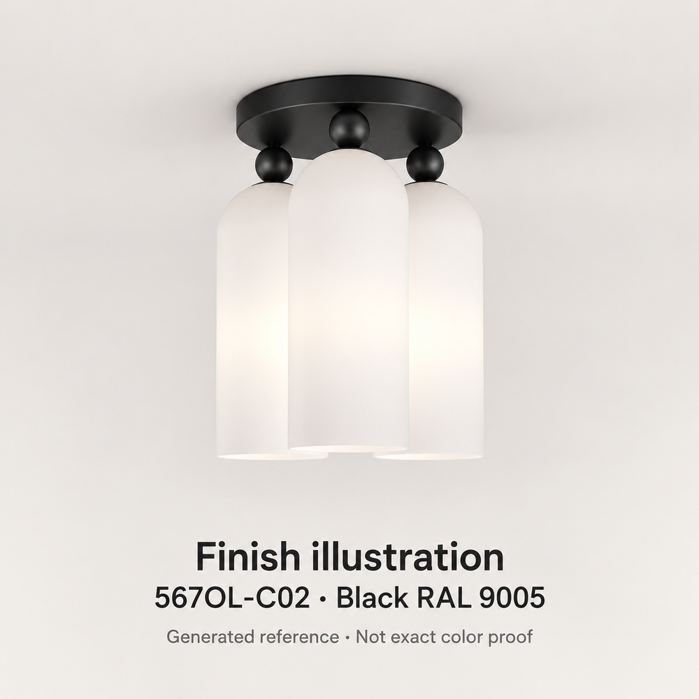 Finish illustration — Atelier Areti 567OL-C02, Black RAL 9005. Generated reference based on exact-model manufacturer image; not a manufacturer photograph or exact color proof.