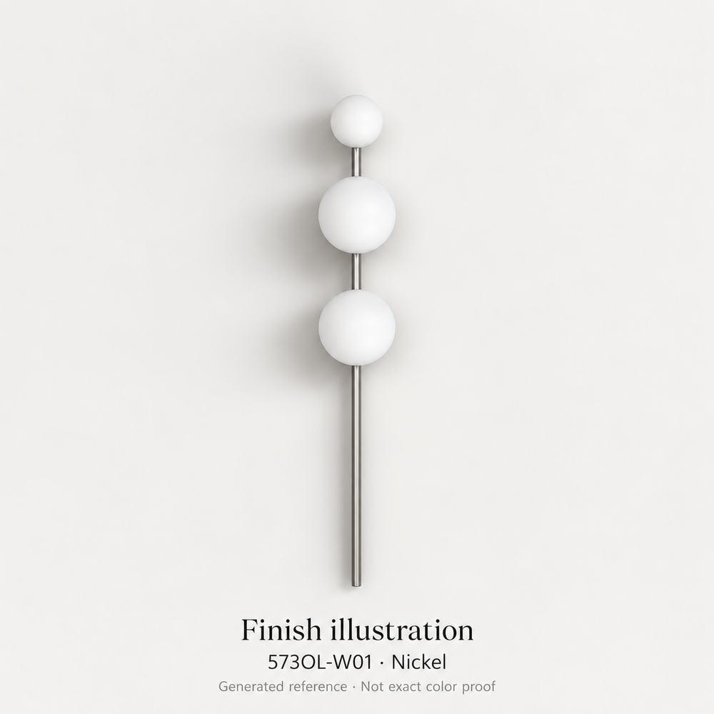 Finish illustration — Atelier Areti 573OL-W01, Nickel. Generated reference based on exact-model manufacturer image; not a manufacturer photograph or exact color proof.