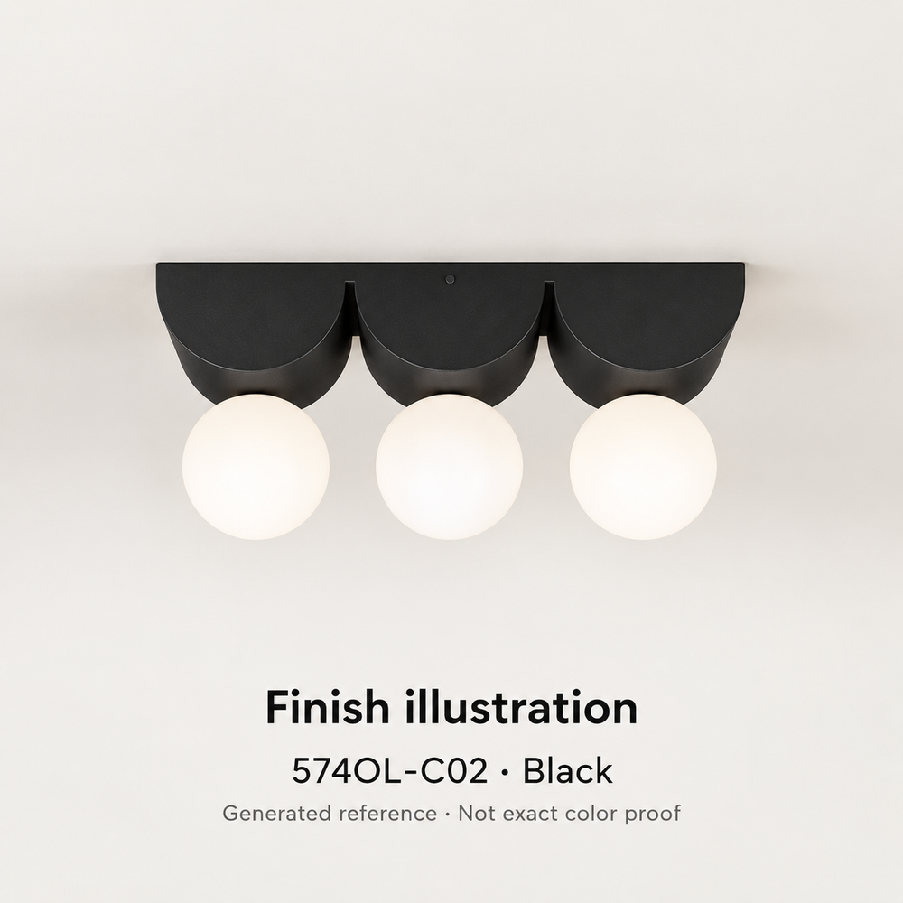 Finish illustration — Atelier Areti 574OL-C02, Black RAL 9005. Generated reference based on exact-model manufacturer image; not a manufacturer photograph or exact color proof.