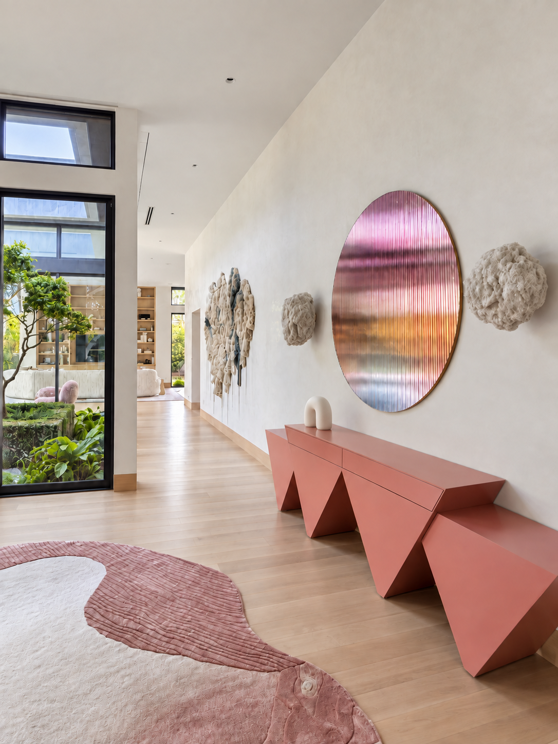 Kendall Miami pink console with sculptural accessory
