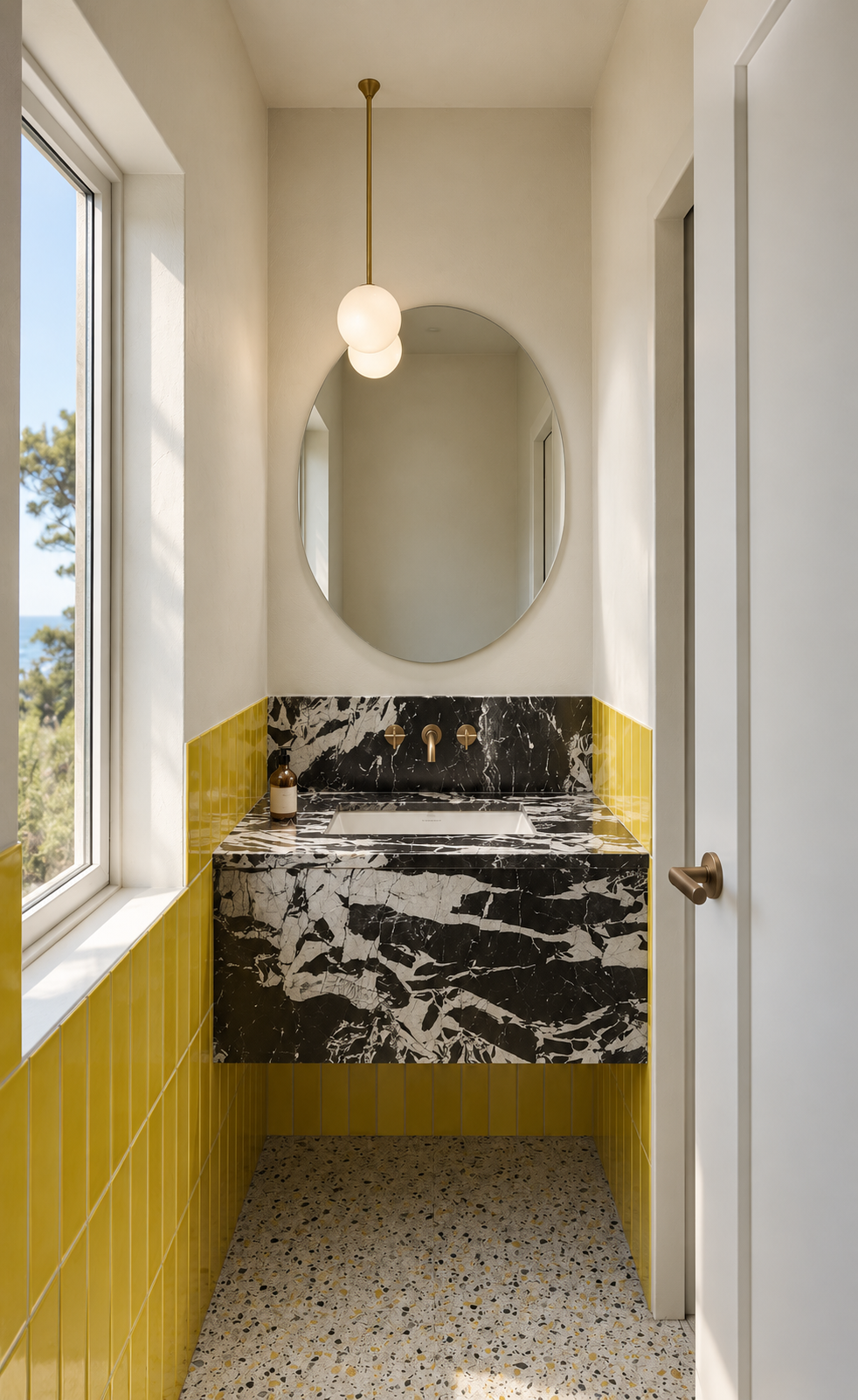 San Diego Ocean Front — Yellow powder room