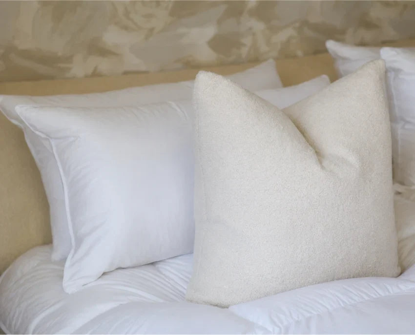Downright Logana pillow — close-up in Cara Woodhouse bedroom