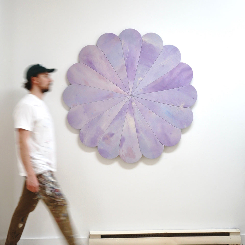 Floral Emblem Rain Painting Sculpture - Purple Lilac