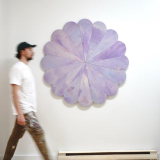 Floral Emblem Rain Painting Sculpture - Purple Lilac