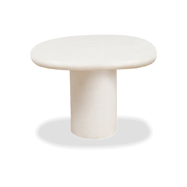 Mobital Puddle Low End Table in Ivory Tusk MicroSkin, close product view