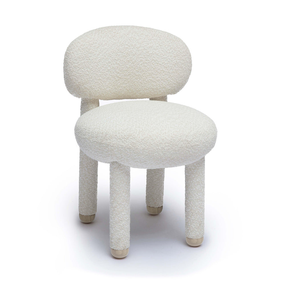 TOV Furniture Manu Performance Fabric Side Chair in Off-White Bouclé